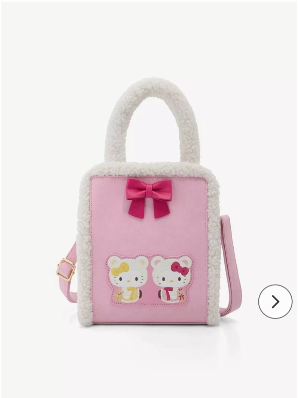 Her Universe Hello Kitty and Mimmy cozy bear crossbody bag